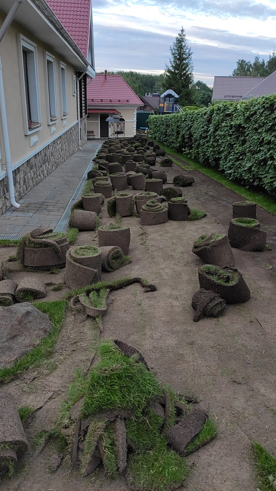 Большой участок с подрезанным дёрном